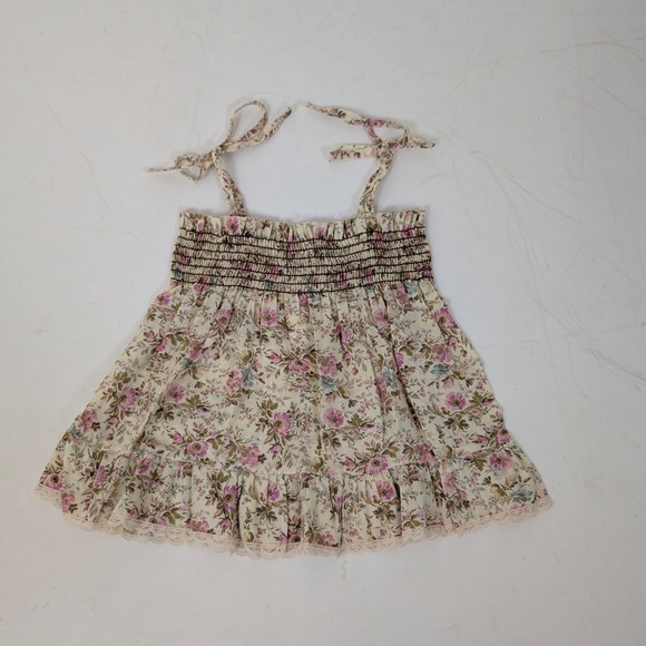 Free With Purchase - 2T 70's Floral Dress and Vest Set Ruching Gathered Ruffles - Picture 6 of 9